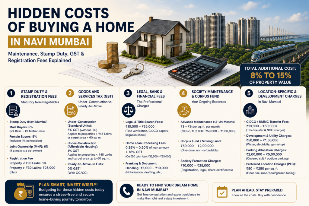Hidden Costs of Buying a Home in Navi Mumbai: Maintenance, Stamp Duty, GST & Registration Fees Explained
