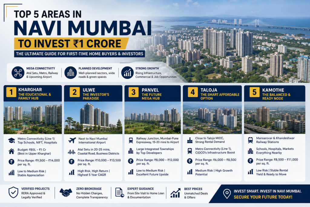 ​Top 5 Areas in Navi Mumbai to Invest ₹1 Crore: The Ultimate Guide for First-Time Home Buyers & Investors